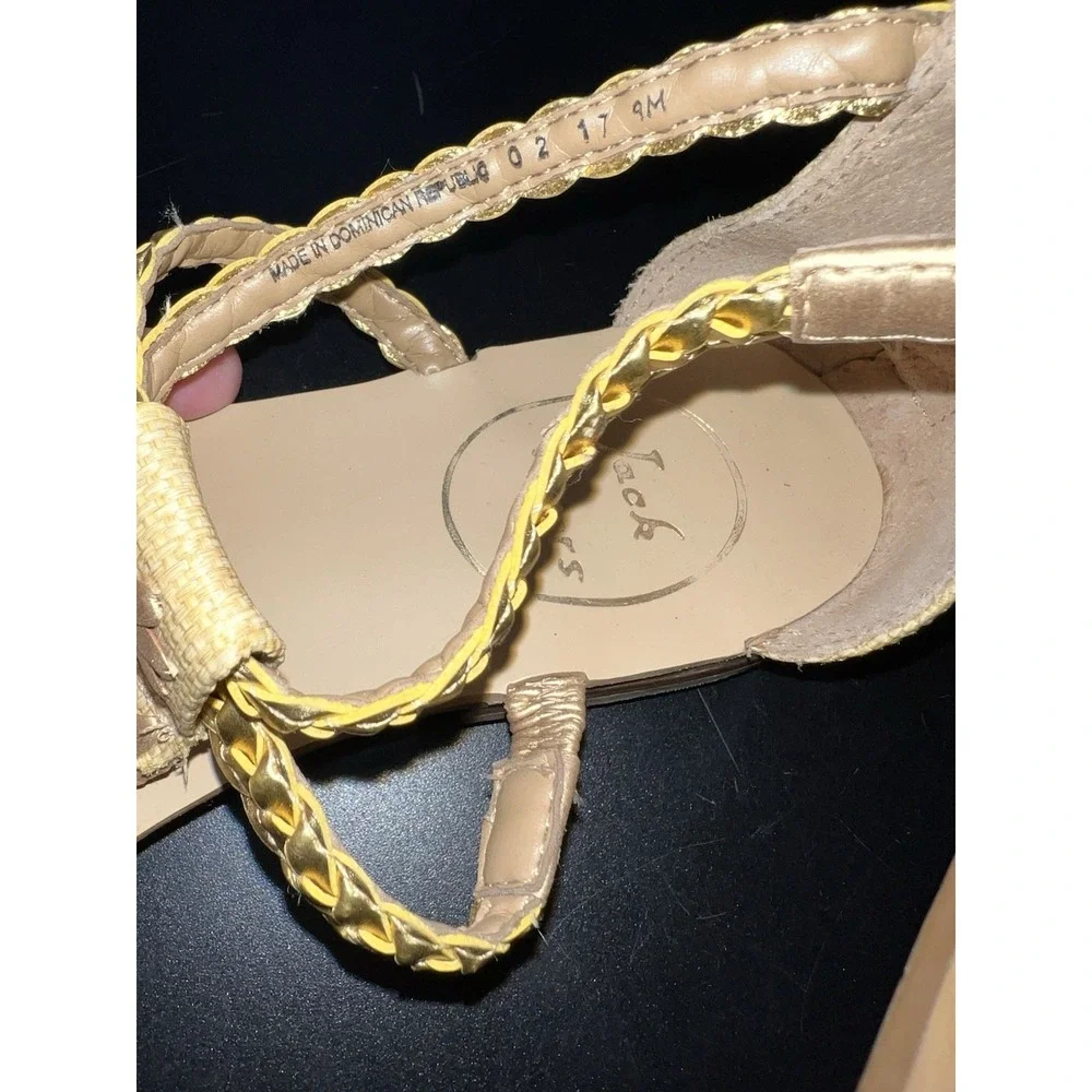 Jack Rogers Womens Sandal Jenna Gold Neutral Flat Size 9 Braided Thong Preppy